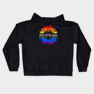 Free Mom Hugs Gay Pride LGBT Rainbow Flower Cool Gifts Kids Hoodie